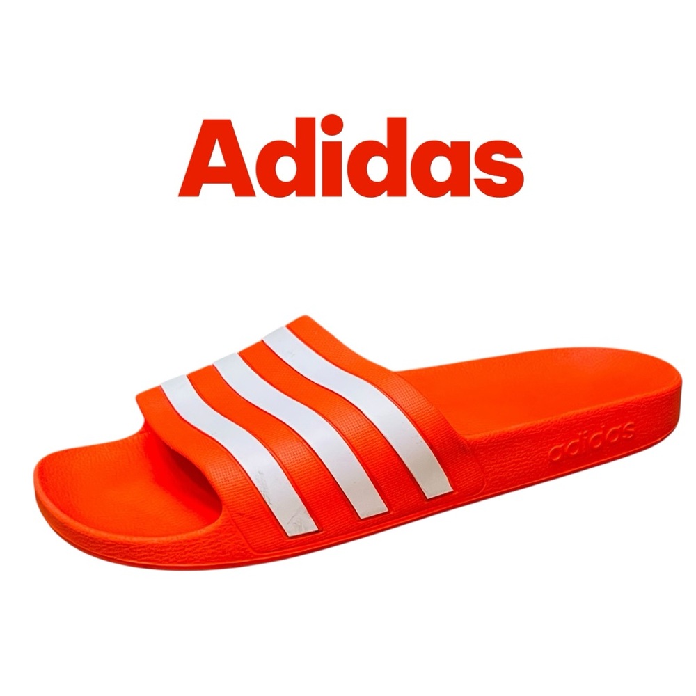 Adidas Men’s Aqua Slides Orange White Sz 11